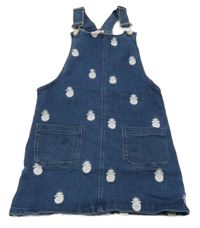 Tmavomodré teplákové riflové šaty s ananasy Du PareiL