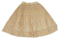 Smetanová plisovaná sukně s kytičkami George