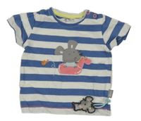 Modro-bílé pruhované tričko s myškou zn sigikid