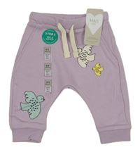 Nové - lila turecké tepláky s ptáčky M&S