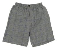 Černo-bílo-safírové kostkované vzorované kraťasy SHEIN