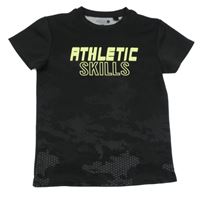 Černé army funkční sportovní tričko s nápisy ERGEENOMIXX