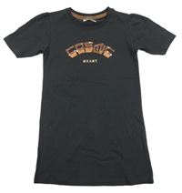 Tmavošedé šaty s nápisem z flitrů s třásněmi DJ DUTCH JEANS