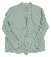 Mentolová melírovaní lněná košile H&M