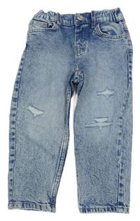 Modré plísňové loose waist tapered leg rifle s prošoupáním H&M