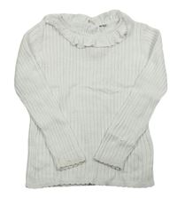 Bílý žebrovaný svetr s límečkem Tu
