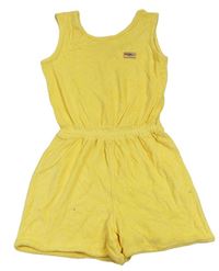 Žlutý froté kraťasový overal s nášivkou zn. Primark