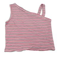 Tmavorůžovo-bílo-zelený pruhovaný crop top Matalan