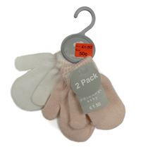 Nové - 2x palcové rukavice - světlerůžové + bílé Primark