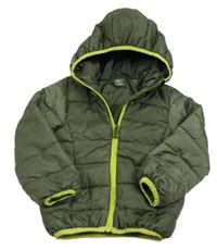 Khaki prošívaná šusťáková zateplená bunda s kapucí Kiki&Koko