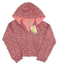 Nové - Růžová vzorovaná crop mikina s kapucí