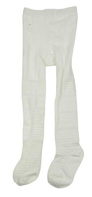 Bílé žebrované punčocháče