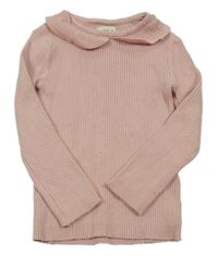 Růžový žebrovaný svetr s límečkem F&F