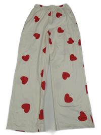 Smetanové lehké široké tepláky se srdíčky Shein