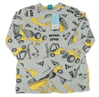 Nové - Šedé melírované triko se stavebními stroji Pep&Co