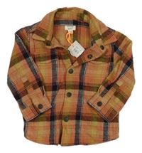 Nové - Starorůžovo-okrovo-černá kostkovaná košilová bunda River Island