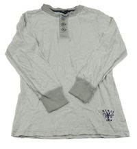 Šedo-bílé pruhované triko s knoflíky H&M