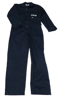 Tmavomodrý pracovní kalhotový overal s traktory