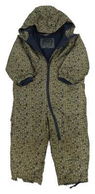 Khaki vzorovaná šusťáková zimní kombinéza s kapucí Lupilu