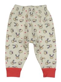 Smetanové žebrované tepláky s králíky