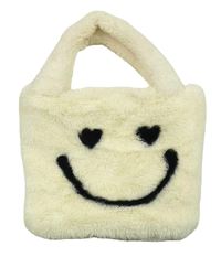 Béžová kožešinová kabelka se smajlíkem