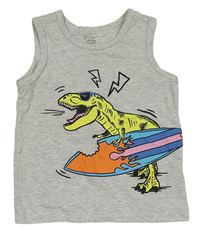 Šedé melírované tílko s dinosaurem Primark