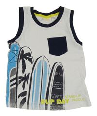 Bílé tílko se surfy a kapsou Kids