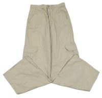 Béžové plátěné široké cargo kalhoty H&M