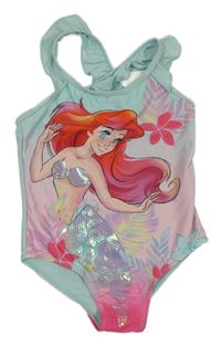 Mátovo-růžové jednodílné plavky s Ariel Disney