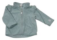 Světlezelená puntíkatá fleecová propínací mikina s volánky H&M