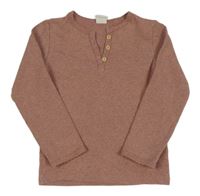 Starorůžové žebrované triko s knoflíky H&M