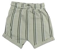 Smetanovo-khaki pruhované teplákové kraťasy zn. George