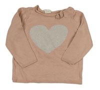Starorůžový lehký svetr se srdcem H&M