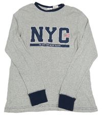 Šedo-tmavomodré pyžamové triko s nápisem H&M