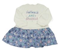 Bílé teplákové šaty s modrou sukní a nápisem Mothercare