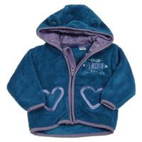 Petrolejová plyšová propínací mikina se srdíčky a kapucí Lupilu