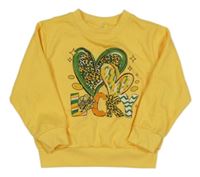 Žlutá lehká mikina se srdíčky 