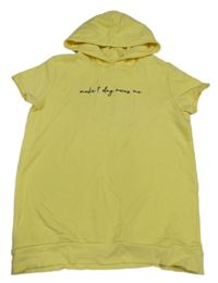 Žlutá tepláková vesta s nápisem a kapucí C&A