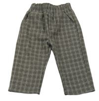 Šedé kostkované úpletové kalhoty 