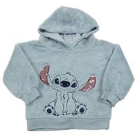 Světlemodrá chlupatá mikina se Stitchem a kapucí Primark