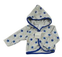 Nové - šedo-modrá sametová propínací mikina s kapucí C&A