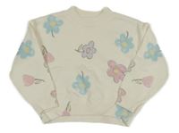 Smetanový oversize lehký svetr s květy Primark