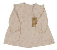 Nové - světlerůžové květované šaty s všitým body Mothercare