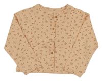 Meruňkové propínací crop triko s květinami Next