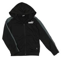 Černo-šedá sportovní propínací mikina s logem a kapucí Puma