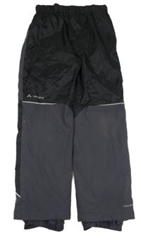 Černo-šedé šusťákové podšité kalhoty s nápisem 