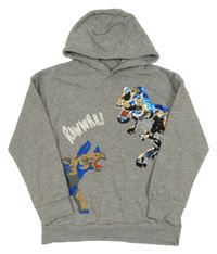 Šedá melírovaná mikina s dinem z flitrů a kapucí Next