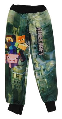 Zeleno-černé lehké tepláky s Minecraft 