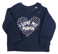 Tmavomodrá mikina se srdcem a nápisem Primark