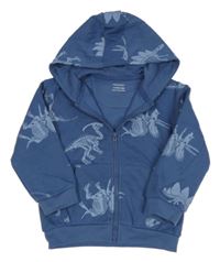 Modrá propínací mikina s dinosaury a kapucí Primark